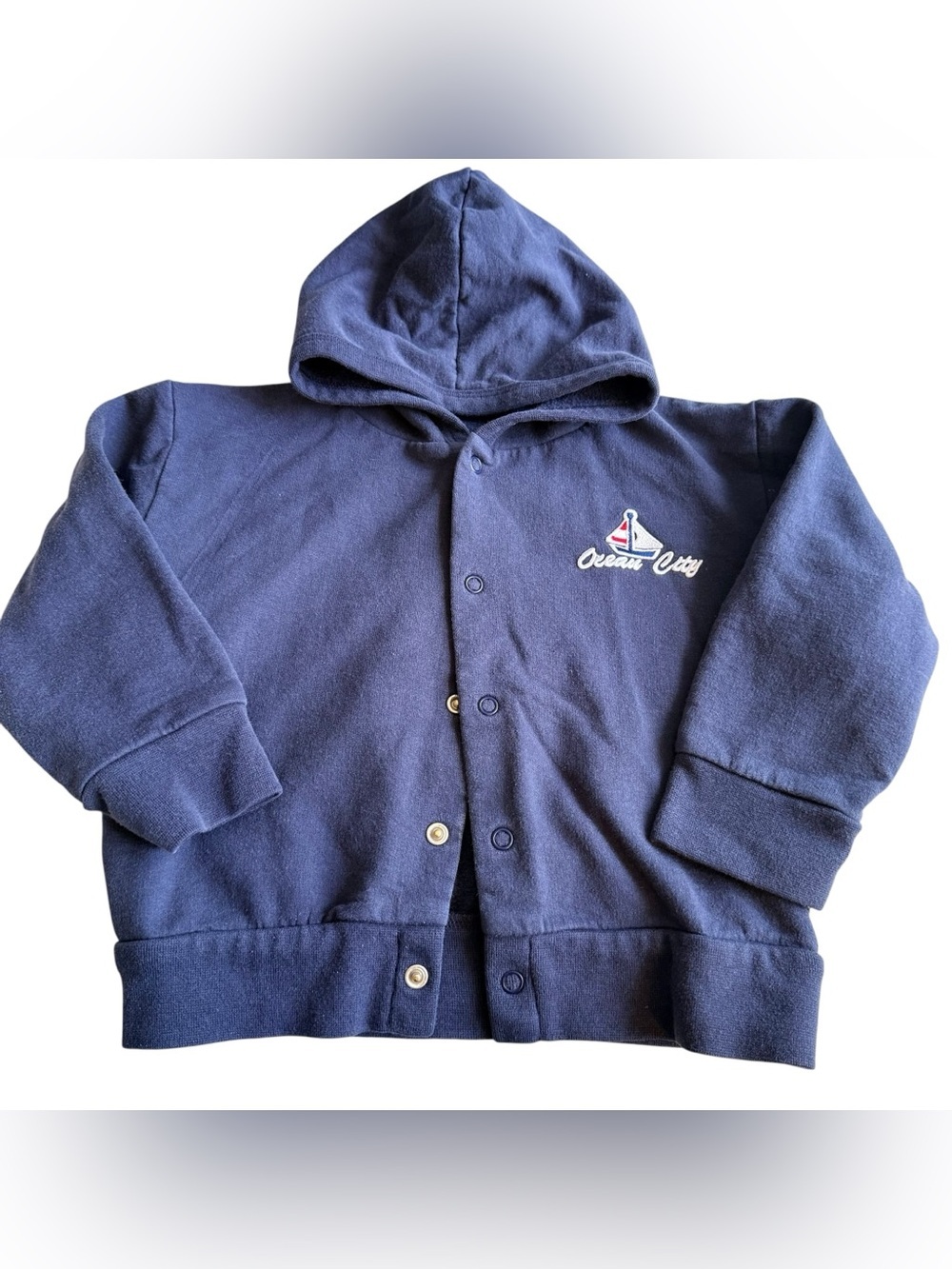 Navy Hooded Kids Snap-Front Sweatshirt Ocean City New Jersey